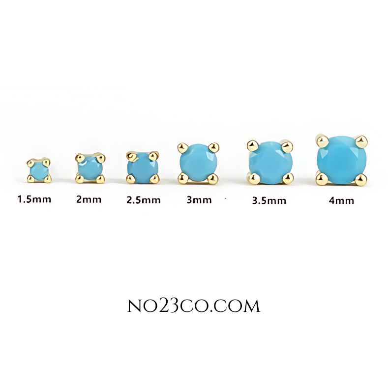 Turquoise Stud Earrings Stack able earrings 18K Gold Plated Sterling Silver