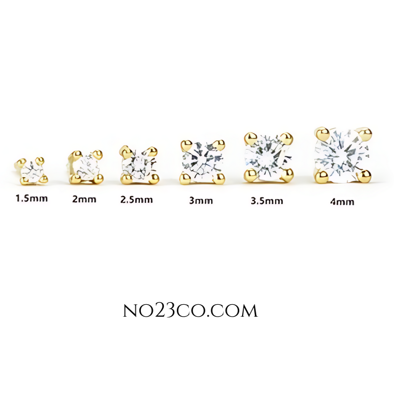 White Stud Earrings Stack able earrings 18K Gold Plated Sterling Silver