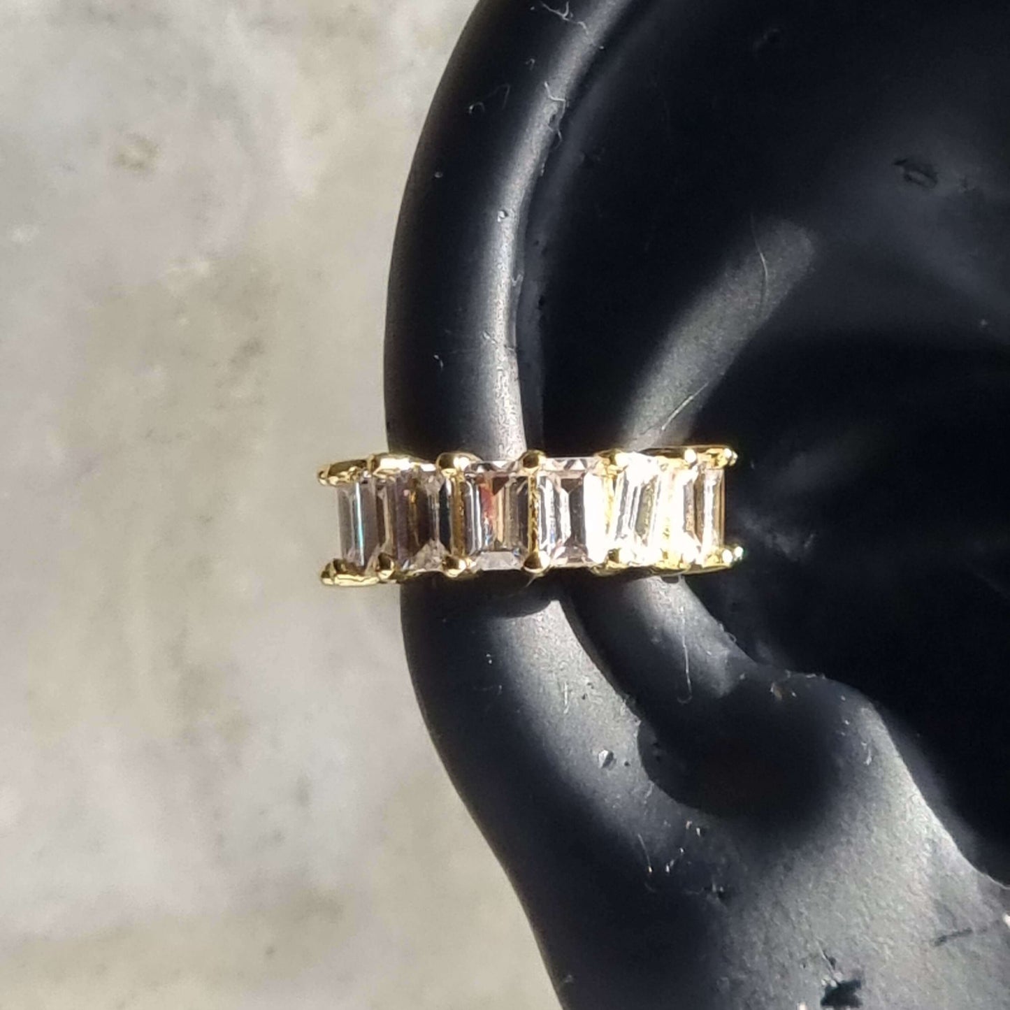 White gold no piercing ear cuff on ear