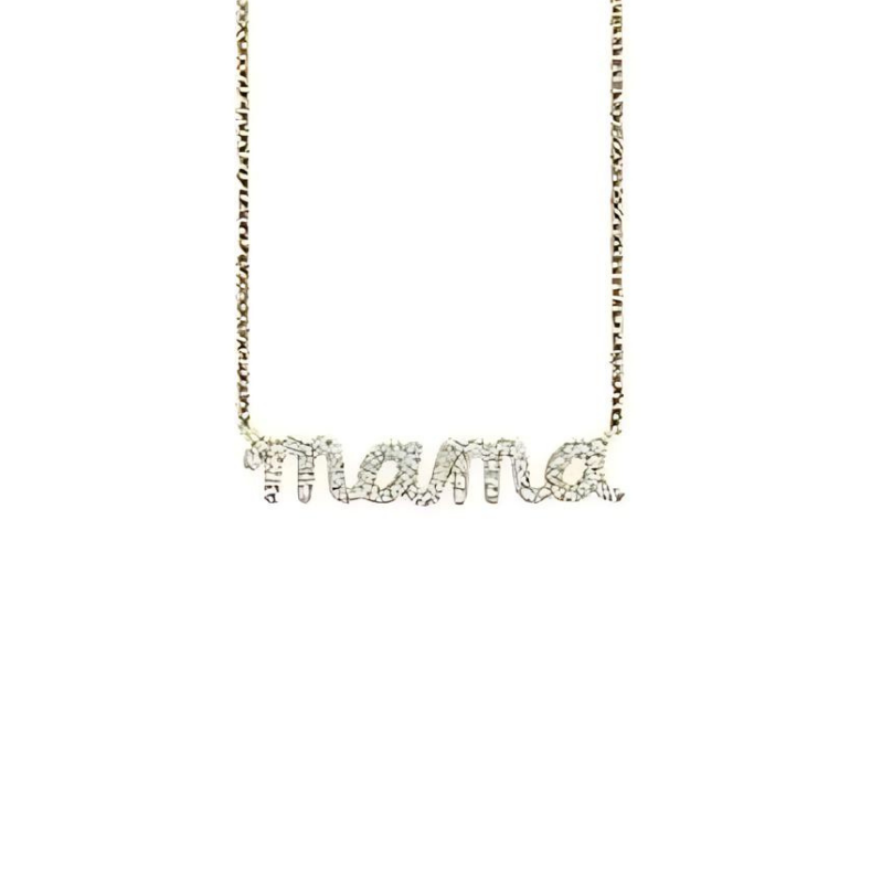 mama Pendant Necklace Jewelry White 5A Zirconia made by 18K Gold Plated 925 Sterling Silver