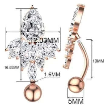 14G Inverted Navel Ring (dimensions)