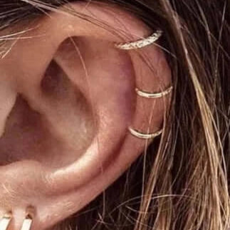 Bohemian 3 earrings no piercing ear hoops. Fake Ear curation on ear