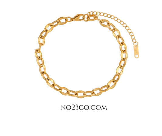 18K Gold PVD Non-Tarnish Chunky Chain Anklet – Durable and Stylish Foot Jewelry - No23Co