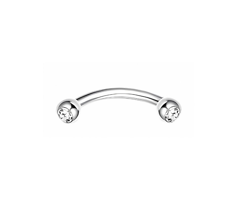 16G Silver Eyebrow Piercing Rook Piercing Stainless Steel with Ball with CZ Closures