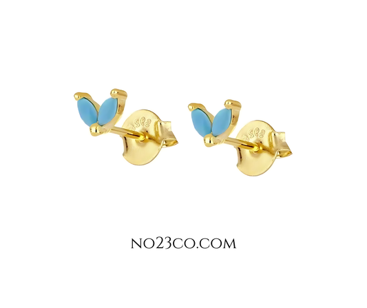 Turquoise Studs 18K Gold Plated 925 Sterling Silver Ear Piercing - No23Co