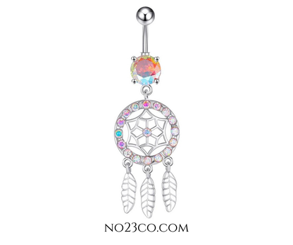 14G Silver Dreamcatcher Navel Belly Button Piercing - Surgical Steel 316L - No23Co