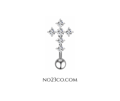 14G Silver Surgical Steel Inverted Cross Navel Ring Belly Button Piercing - No23Co