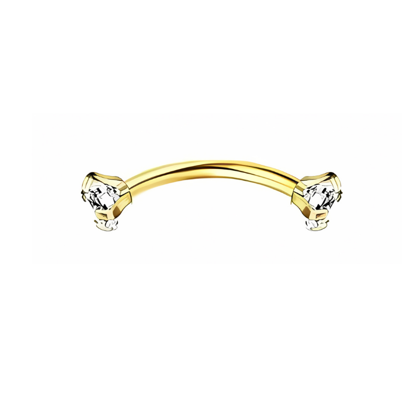 16G Gold Eyebrow Piercing Rook Piercing with C .Zirconia Endings Stainless Steel