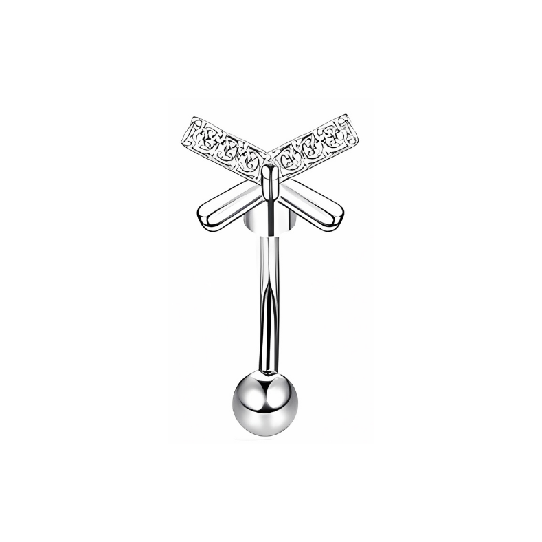 16G Silver Eyebrow Piercing Rook Piercing with Bow Stainless Steel