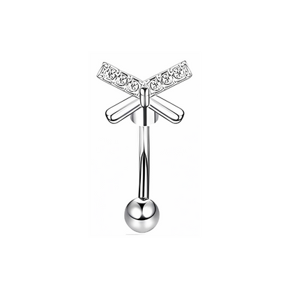 16G Silver Eyebrow Piercing Rook Piercing with Bow Stainless Steel
