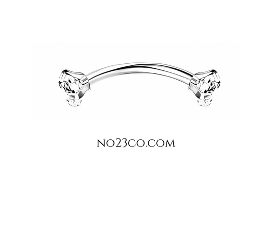 16G Silver Eyebrow Piercing Rook Piercing with C. Zirconia Endings Stainless Steel - No23Co