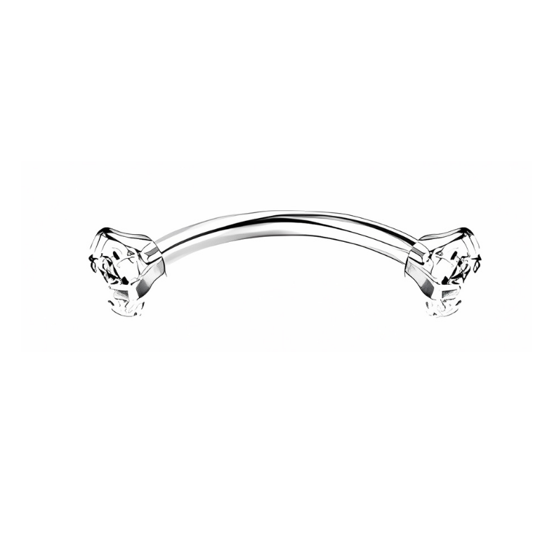 16G Silver Eyebrow Piercing Rook Piercing with C .Zirconia Endings Stainless Steel
