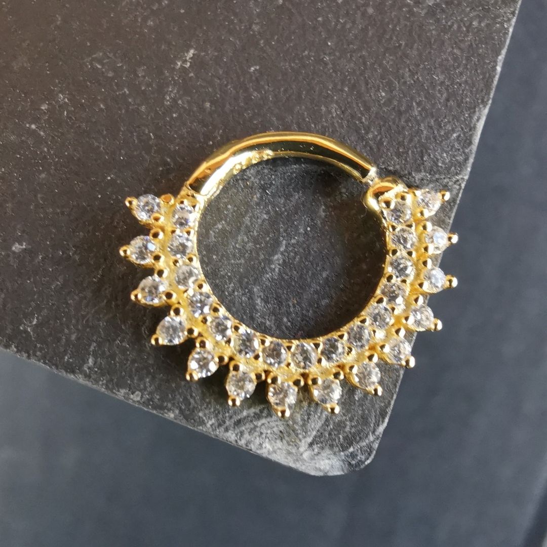 18G Septum Ring / Daith Piercing 18K Gold Plated 925 Sterling Silver 8 mm