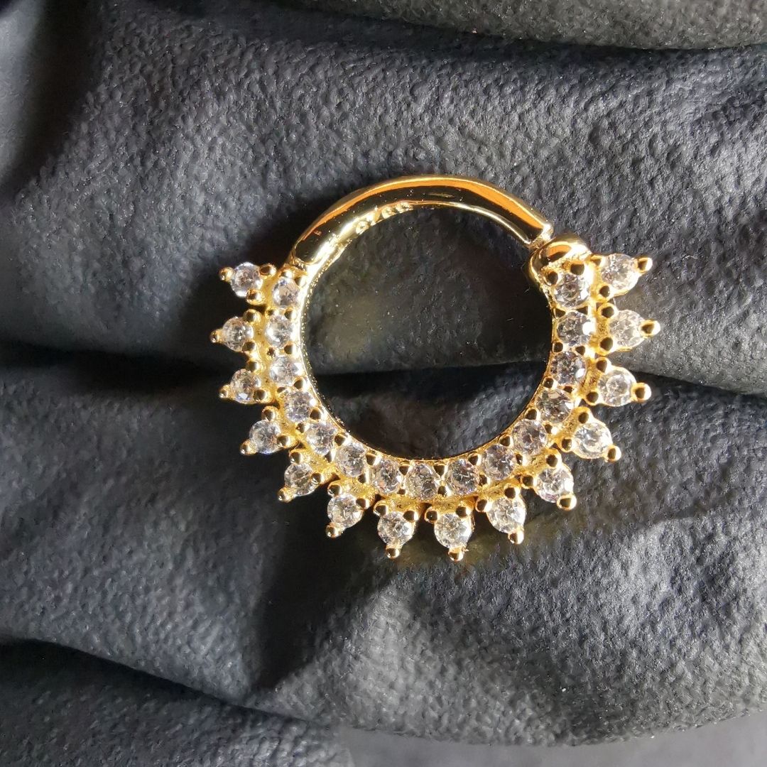 18G Septum Ring / Daith Piercing 18K Gold Plated 925 Sterling Silver 8 mm