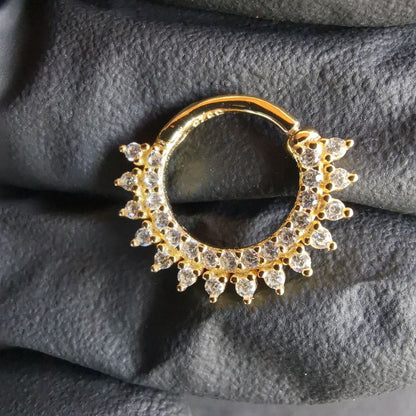 18G Septum Ring / Daith Piercing 18K Gold Plated 925 Sterling Silver 8 mm