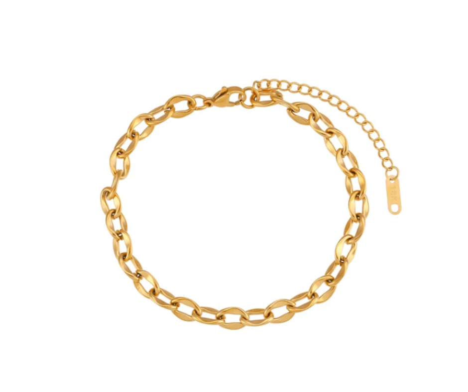 18K Gold PVD Non-Tarnish Chunky Chain Anklet – Durable and Stylish Foot Jewelry