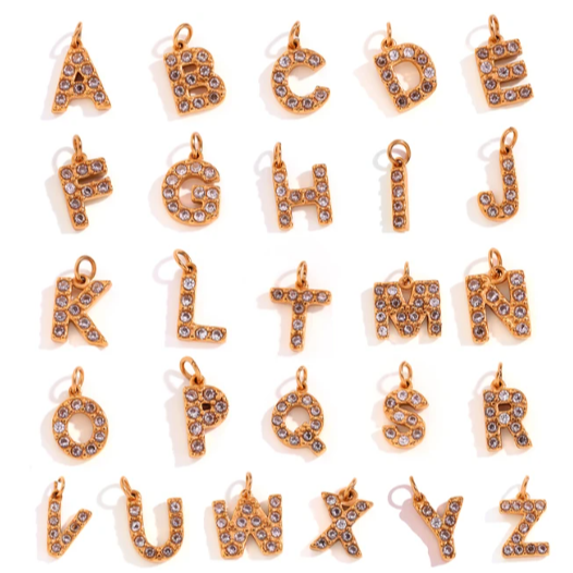18K Gold Plated Alphabet Letters - Waterproof & Anti-Tarnish Stainless ...