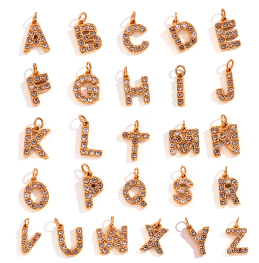 18K Gold Plated Alphabet Letters - Waterproof & Anti-Tarnish Stainless Steel Jewelry