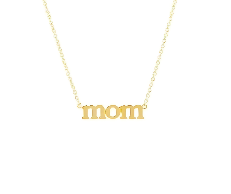 18K Gold Plated 'Mom' Necklace - 925 Sterling Silver