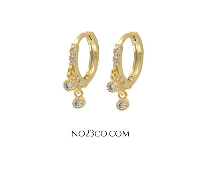 18K Gold Plated Sterling Silver 925 White 5A Zirconia Hoop Earrings Piercing Pair - No23Co