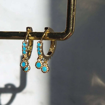 18K Gold plated turquoise Zirconia dangle Earrings