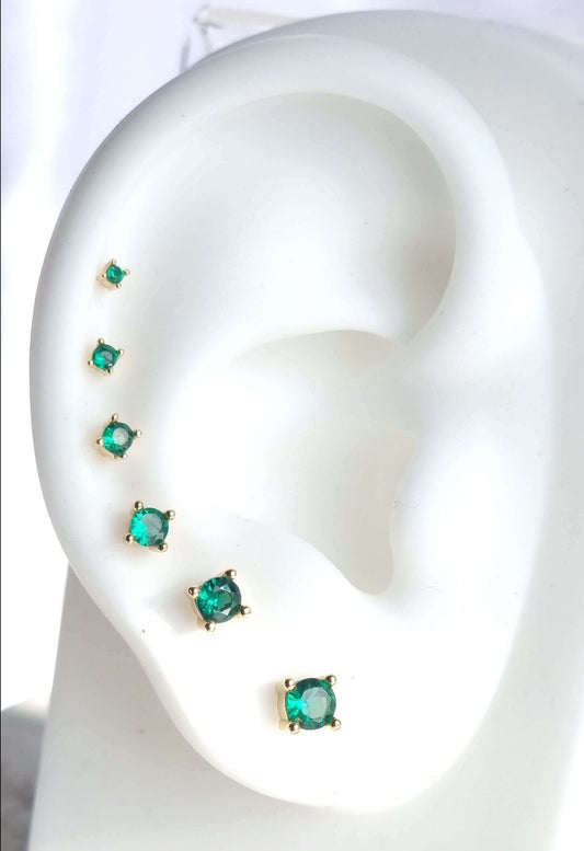  ear curation set of 6 green studs