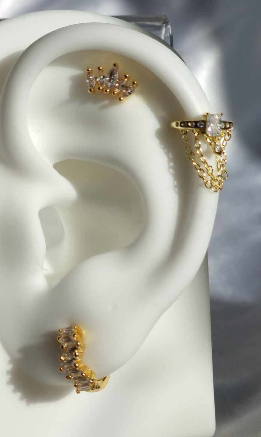 3-Piece Ear Curation Set - Trendy Gold and Silver Studs and Hoops for Versatile Piercings