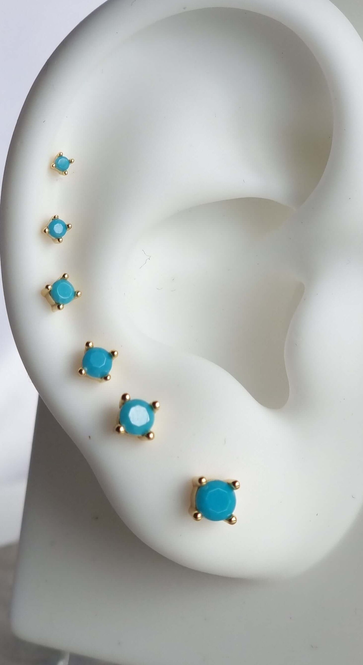 6-Piece Ear Curation Set Piercing - 18K Gold Plated 925 Silver, Turquoise Studs