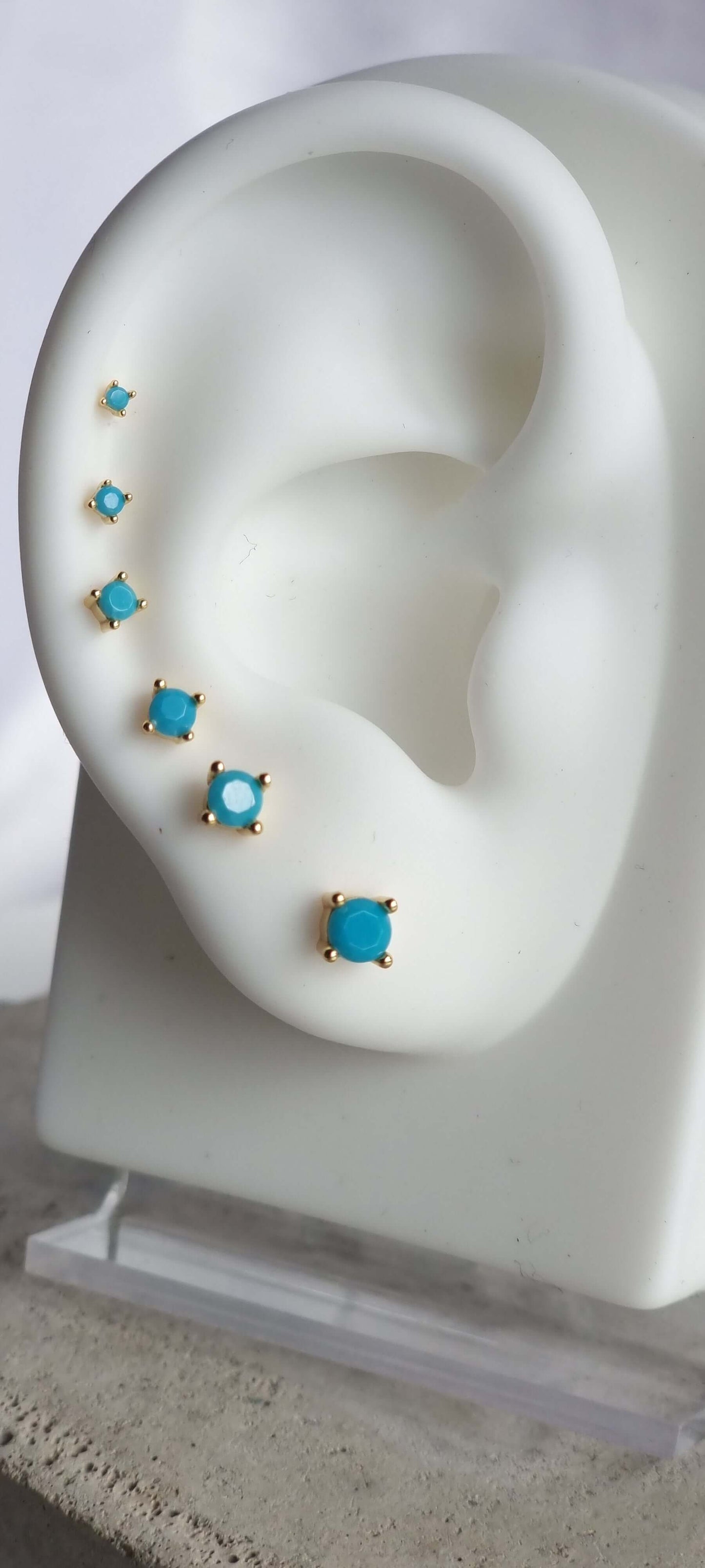 6-Piece Turquoise Stud Ear Curation Set Piercing - 18K Gold Plated 925 Sterling Silver