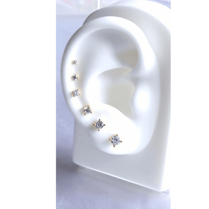 6-Piece White Stud Ear Curation Set Piercing - 18K Gold Plated 925 Sterling Silver