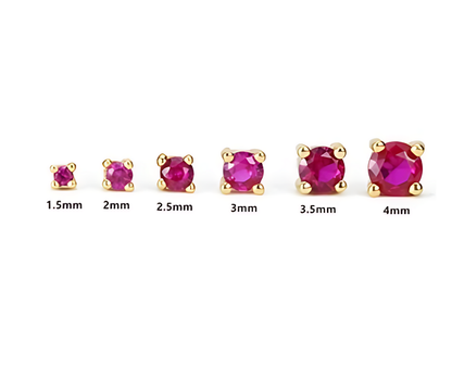 6 magenta stone stud earrings set