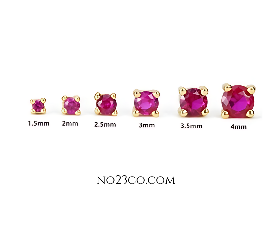 6 magenta stone stud earrings set