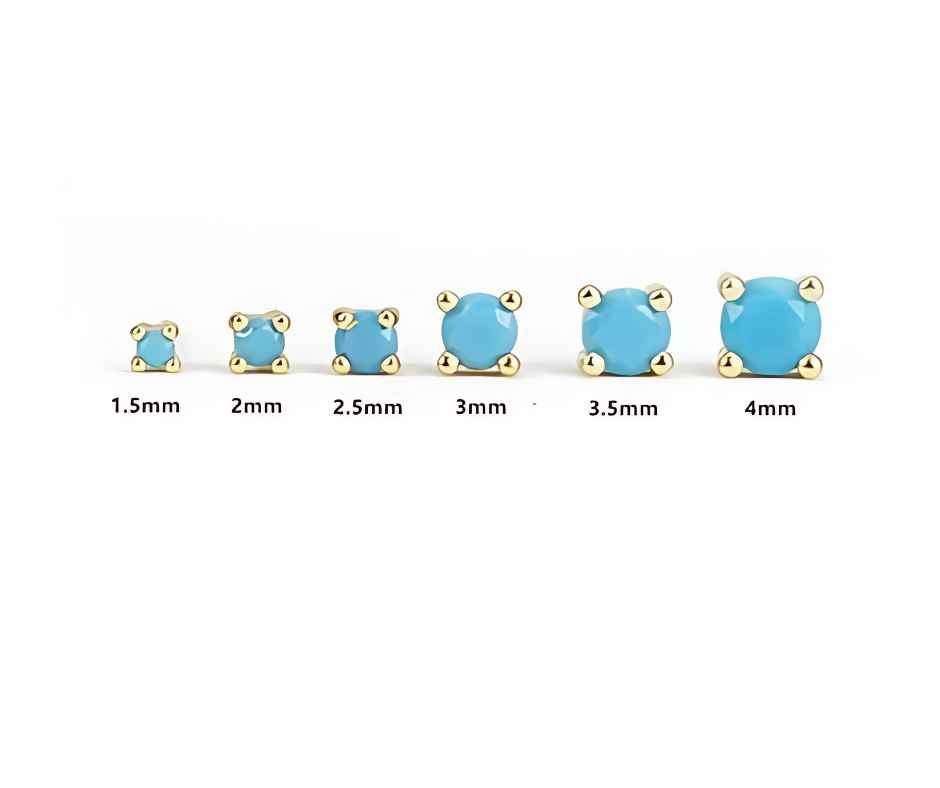 6 turquoise stone stud earrings set