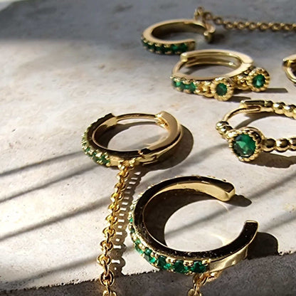 8mm Green and Gold Hoops 18K Gold 925 collection