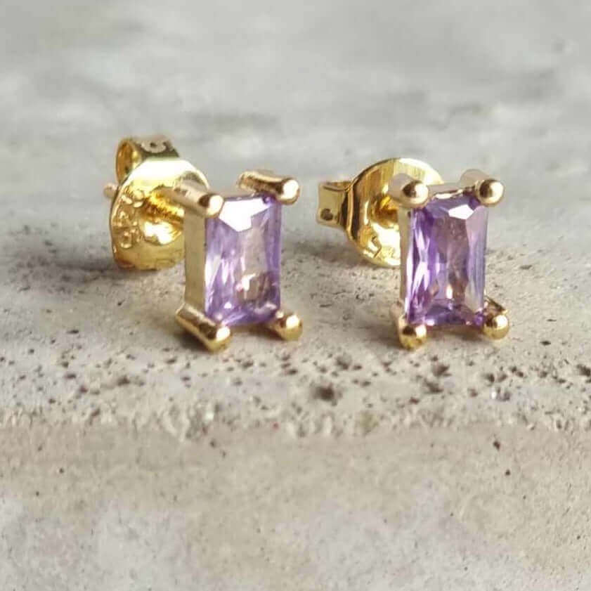 925 Gold Plated Purple stud earrings 