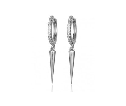 925 Sterling Silver Spike Earrings with CZ Droplets –Ear Piercing - No23Co