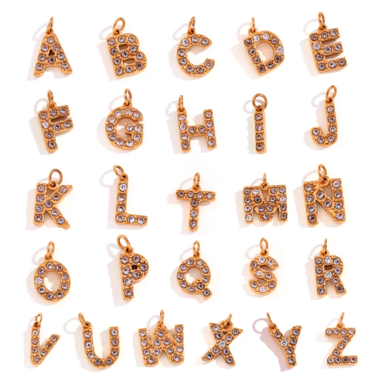 18K Gold Plated Alphabet Letters - Waterproof Anti-Tarnish Stainless Steel