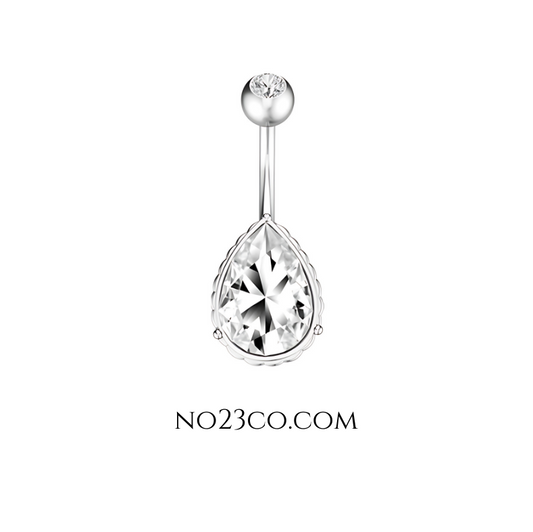 Belly Button Piercing 14G Navel Ring Drop Surgical Steel 316L Silver - No23Co