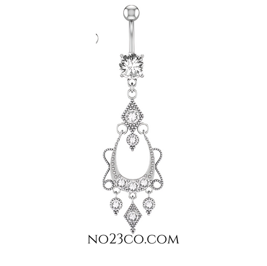 Dangle Silver Boho Navel Ring Belly Button Piercing Jewelry made by  14G Surgical Steel 316L
