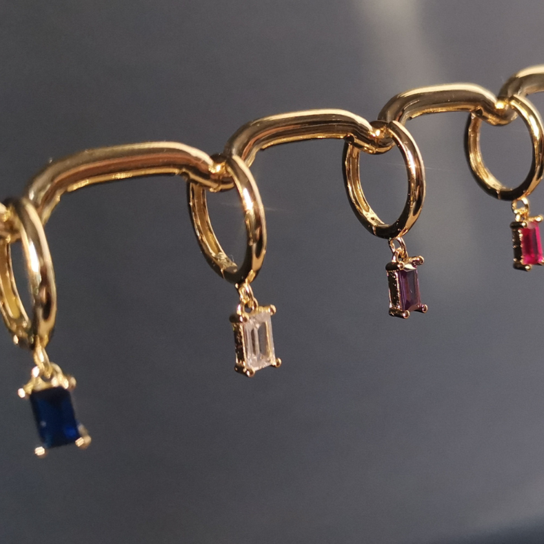 Droplet Earrings Rectangle - 18K Gold Plated 925 Sterling Silver