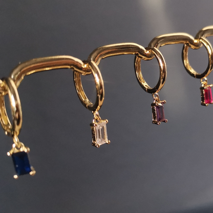 Droplet Earrings Rectangle - 18K Gold Plated 925 Sterling Silver