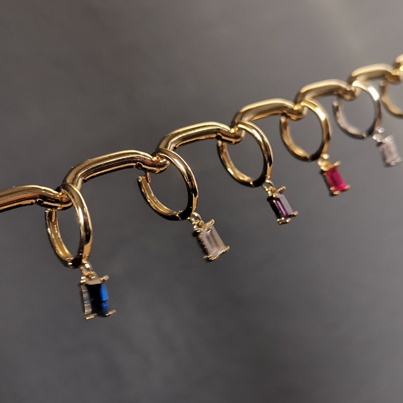 Droplet Earrings Rectangle - 18K Gold Plated 925 Sterling Silver