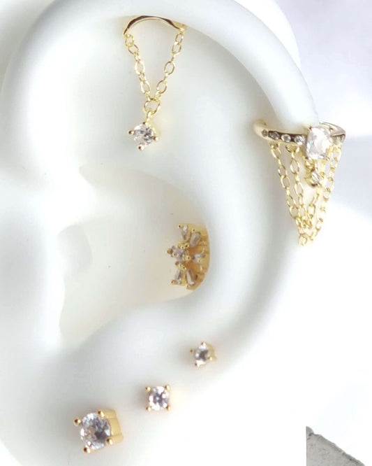 Ear Curation Set 18K Gold Plated 925 Sterling Silver 