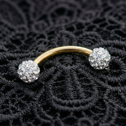 Gold Barbell with Cubic Zirconia Balls for Eyebrow/Rook Piercing – 16G Stainless Steel Jewelry