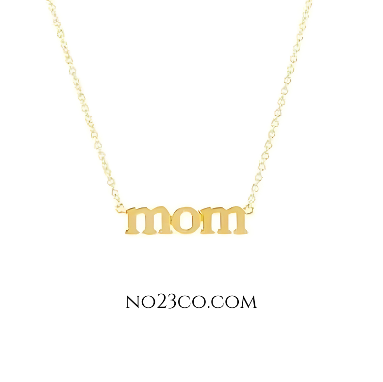 Gold mom pendant necklace crafted from 18K gold-plated 925 sterling silver, elegant jewelry for mothers.