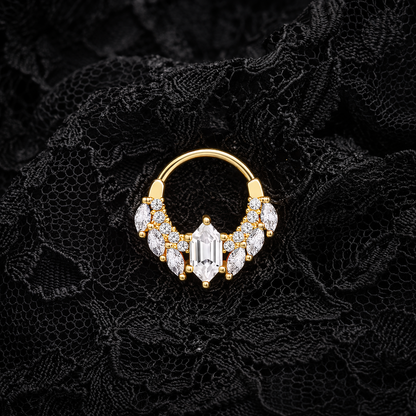Septum & Daith Ring 18G Piercing with CZ - 18K Gold Plated 925 Sterling Silver