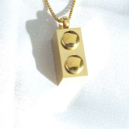 Gold necklace with rectangle Lego brick