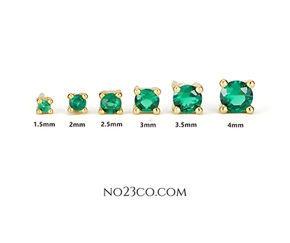 Green  Stud Earrings Stack able earrings 18K Gold Plated Sterling Silver