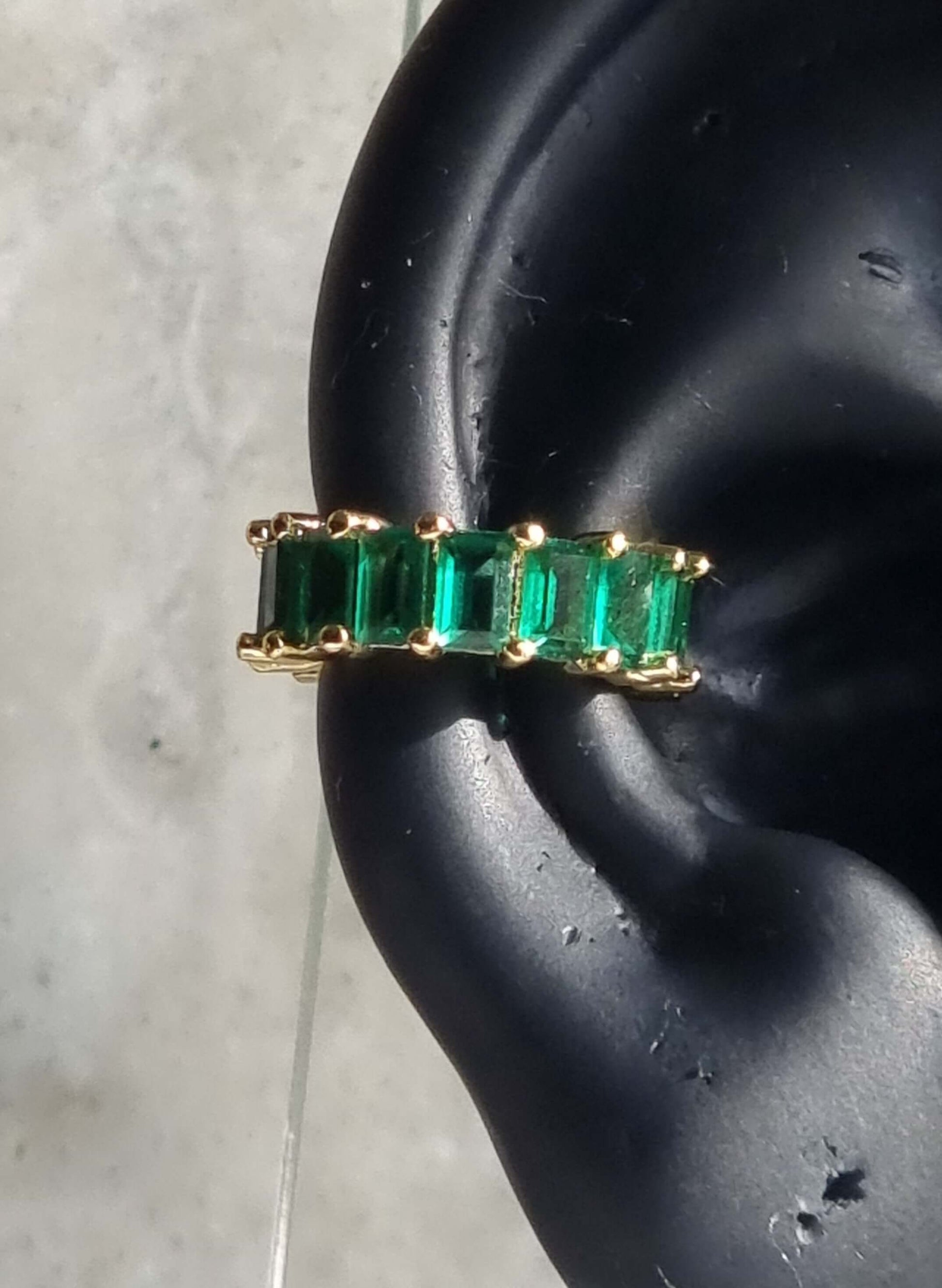 Green gold no piercing ear cuff on ear