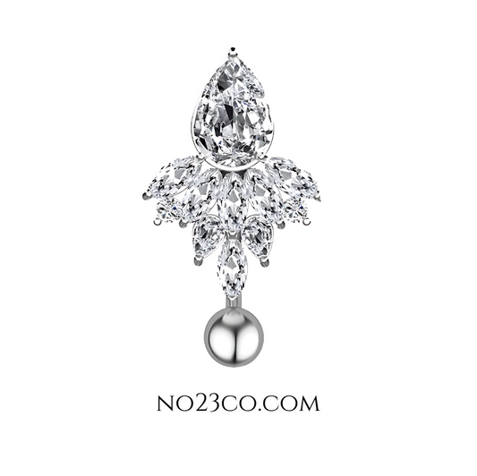 Belly Button Piercing Inverted 14G Surgical Steel Silver Navel Ring - No23Co